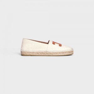 Mocassin Celine Les Espadrilles With Triomphe Signature In Tweed & Calfskin Blanche | CL-592540