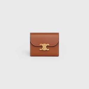 Portefeuilles Celine Small Triomphe In Shiny Smooth Lambskin Marron | CL-592969