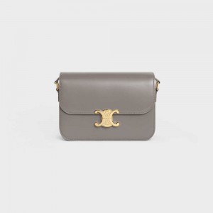 Triomphe Celine Classique Bag In Shiny Calfskin Grise | CL-593186