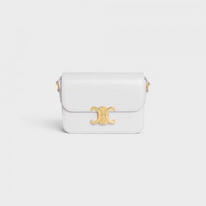 Triomphe Celine Teen Bag In Shiny Calfskin Blanche | CL-593206