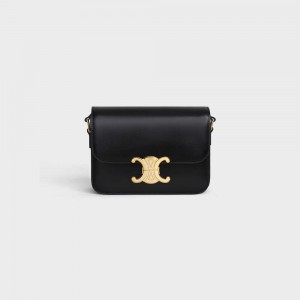 Triomphe Celine Teen Bag In Shiny Calfskin Noir | CL-593196