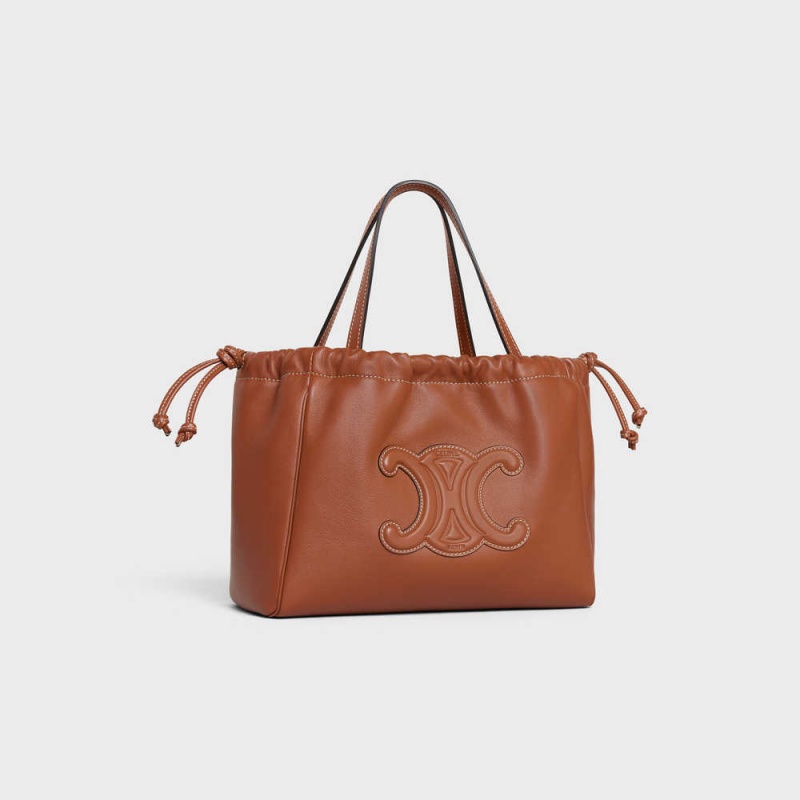 Cuir Triomphe Celine Small Cabas Drawstring In Smooth Calfskin Marron | CL-593155