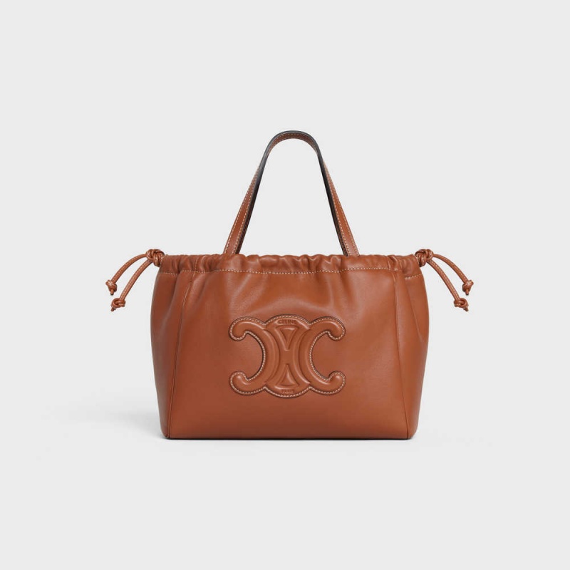 Cuir Triomphe Celine Small Cabas Drawstring In Smooth Calfskin Marron | CL-593155